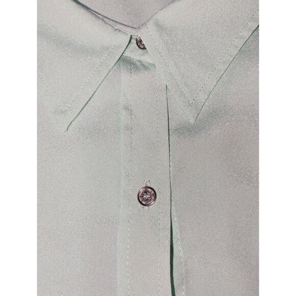 Calvin Klein Women's Mint Green Button-Up Blouse with Roll Tab Sleeves - Picture 3 of 12
